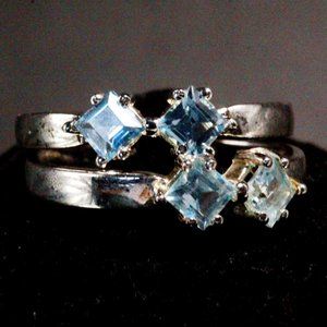 Contemporary QVC Sterling Silver Light Blue Topaz Stackable or Friendship Ring